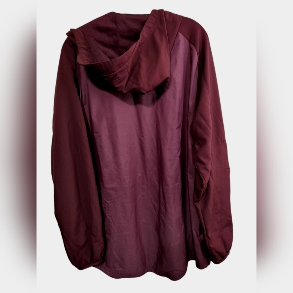 M446)Adidas Men Maroon Burgundy Zip Front Track Hoodie Windbreaker Medium - Picture 3 of 11